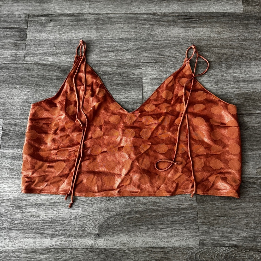 Victoria Secret Women's Orange cropped tank Top with tie detail